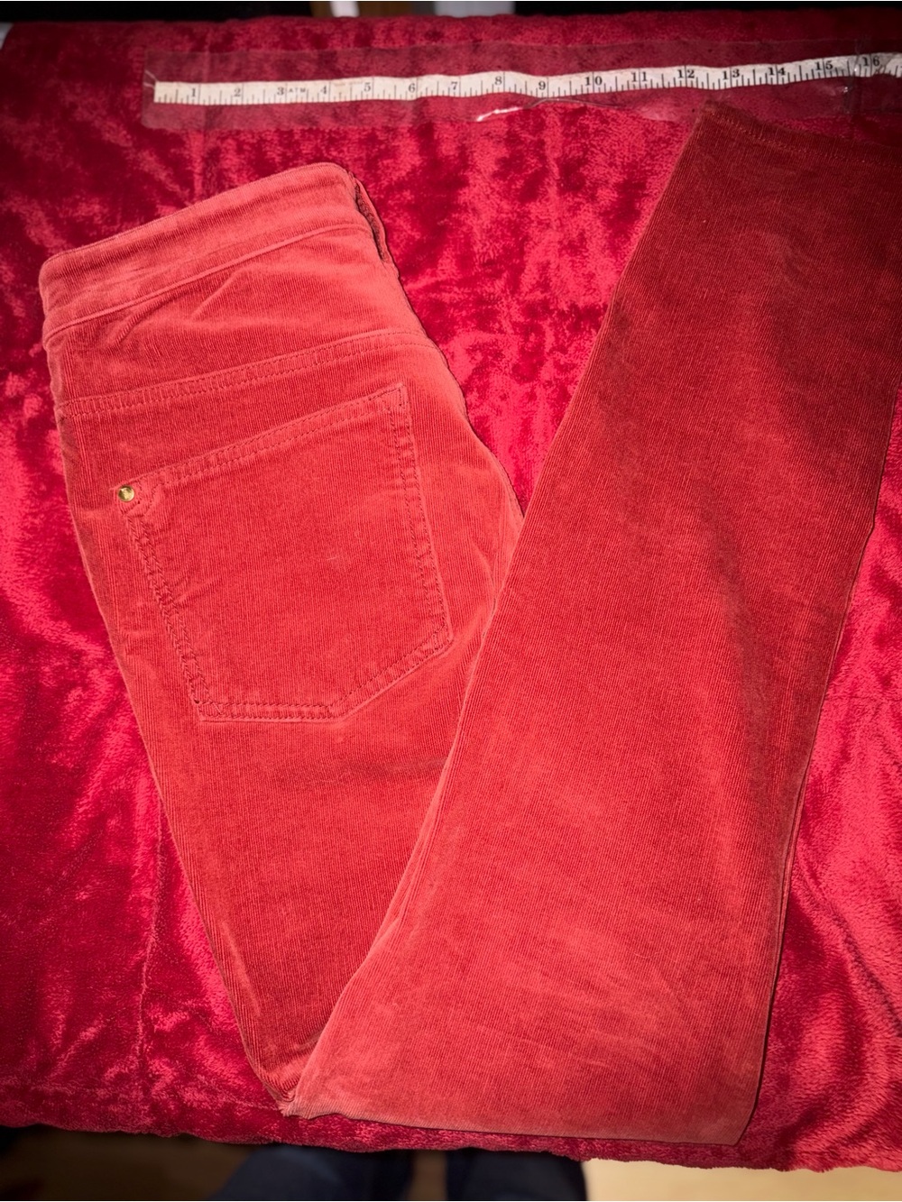 Pilcro and the Letterpress Red/Orange Corduroy Skinny Jeans